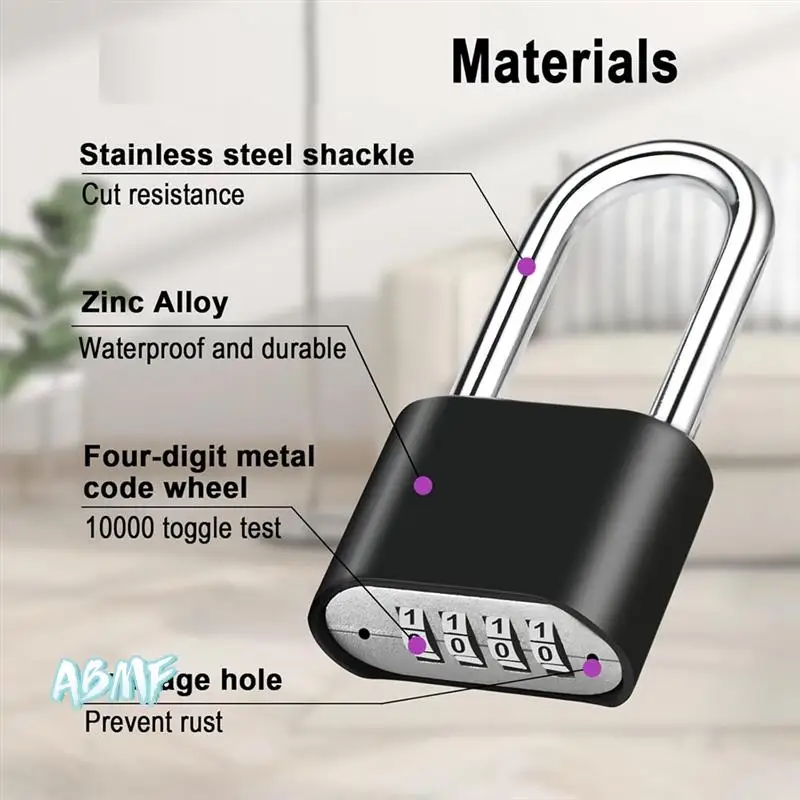 ABMF-2Pcs Combination Lock, 4-Digit Heavy Duty Combo Lock, Combination Padlock Outdoor Waterproof Gate Locks For Fence
ABMF-2Pcs Combination Lock, 4-Digit Heavy Duty Combo Lock, Combination Padlock Outdoor Waterproof Gate Locks For Fence
