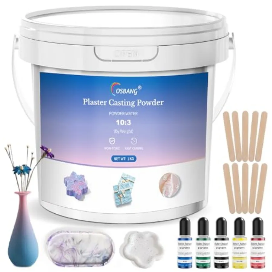 Plaster Casting Powder 1000G/35 OZ, Water Activated Fast Curing Plaster Casting Powder, 20-30 Minutes Demold, Easy Mixing and B
Plaster Casting Powder 1000G/35 OZ, Water Activated Fast Curing Plaster Casting Powder, 20-30 Minutes Demold, Easy Mixing and B