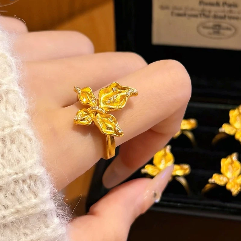 Sweet Girly Diamond Butterfly Open Ring For Women 24K Gold AU999, lovely design brightens your complexion
Sweet Girly Diamond Butterfly Open Ring For Women 24K Gold AU999, lovely design brightens your complexion