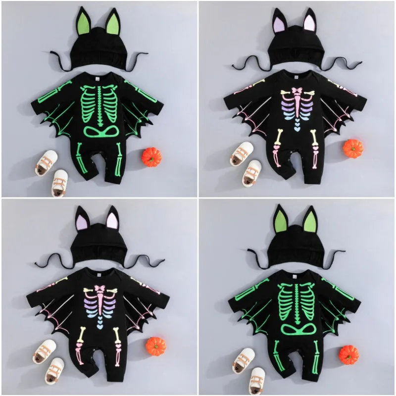 Baby Rompers Halloween Infant Cotton Bodysuit with Hat 2pcs Cute Bat Design Jumpsuit for Kids Long Sleeve Skull Print Costume
Baby Rompers Halloween Infant Cotton Bodysuit with Hat 2pcs Cute Bat Design Jumpsuit for Kids Long Sleeve Skull Print Costume
