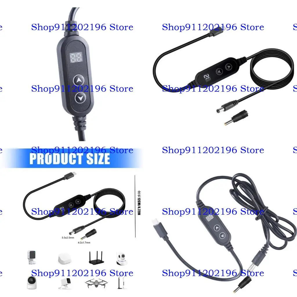 P82A Adjustable Voltages USB C To 5525 Chargers Cable With Digital Display 4.0x1.7mm Tips For Routers Camera Fan 60W Output
P82A Adjustable Voltages USB C To 5525 Chargers Cable With Digital Display 4.0x1.7mm Tips For Routers Camera Fan 60W Output