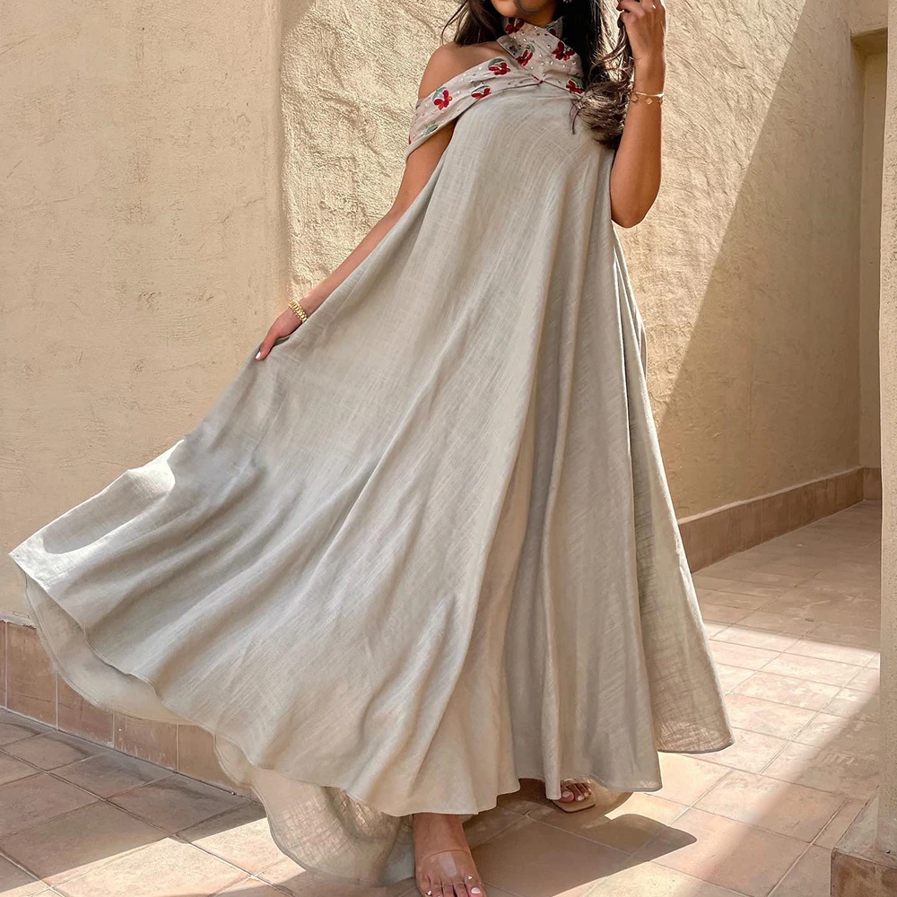 CustomizedHigh Quality A-Line Floor Length Halter Jersey Crystal Evening Dress Temperament Photo Color Custom Size vestidos de f
CustomizedHigh Quality A-Line Floor Length Halter Jersey Crystal Evening Dress Temperament Photo Color Custom Size vestidos de f