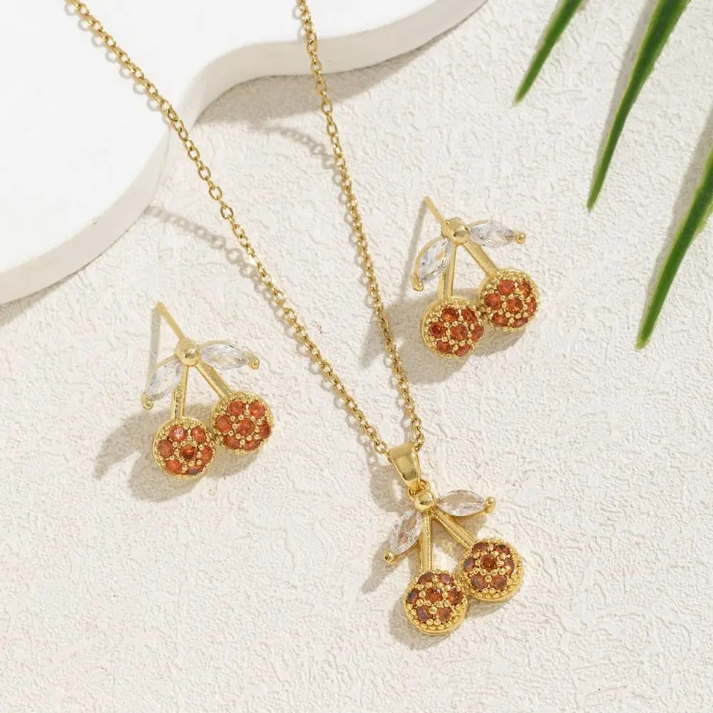 Cute Crystal Rhinestone Cherry Jewelry Suit Light Luxury Exquisite Necklace Earring Set Sweet Cherry Necklace Set Women
Cute Crystal Rhinestone Cherry Jewelry Suit Light Luxury Exquisite Necklace Earring Set Sweet Cherry Necklace Set Women