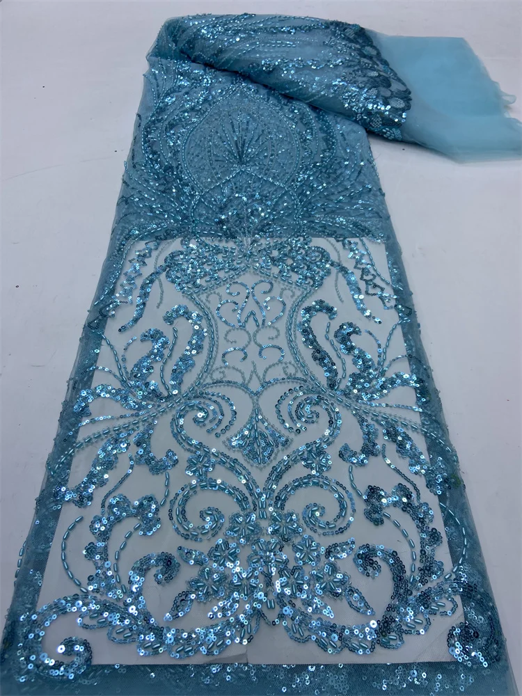 African Lace Fabric Sequin Beads Embroidery Tulle Nigerian Lace Fabric 2024 High Quality Lace 5 yards for Wedding Dress
African Lace Fabric Sequin Beads Embroidery Tulle Nigerian Lace Fabric 2024 High Quality Lace 5 yards for Wedding Dress