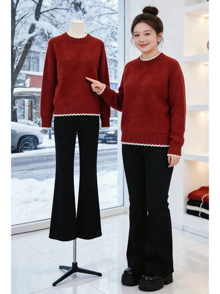 Sli Red Knitted Sweater Women's Faionable Beautiful Small irt High-End Feeling Casual Loose Fit Long Sve Top
Sli Red Knitted Sweater Women's Faionable Beautiful Small irt High-End Feeling Casual Loose Fit Long Sve Top