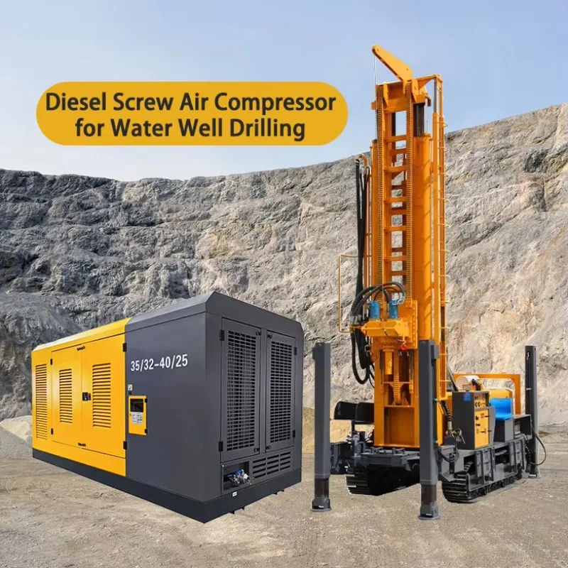 YG Customized Heavy Duty 25bar Diesel Engine Rotary Lubricated Mining Screw Air Compressor Machine For Water Well Drilling
YG Customized Heavy Duty 25bar Diesel Engine Rotary Lubricated Mining Screw Air Compressor Machine For Water Well Drilling