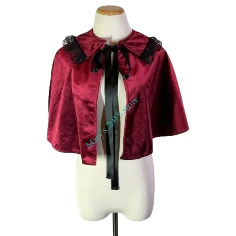 E15F Renaissances Cloak Halloween Medieval Costume Cosplay Short Cape Velvets Laces Cape for Kids Adult Thin Cape Cloak Gifts
E15F Renaissances Cloak Halloween Medieval Costume Cosplay Short Cape Velvets Laces Cape for Kids Adult Thin Cape Cloak Gifts