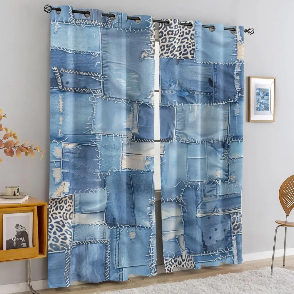 Vintage Patchwork Denim Leopard Print Curtains Light Blocking Drapes Aesthetic Grunge Style Window Decor for Living Room
Vintage Patchwork Denim Leopard Print Curtains Light Blocking Drapes Aesthetic Grunge Style Window Decor for Living Room