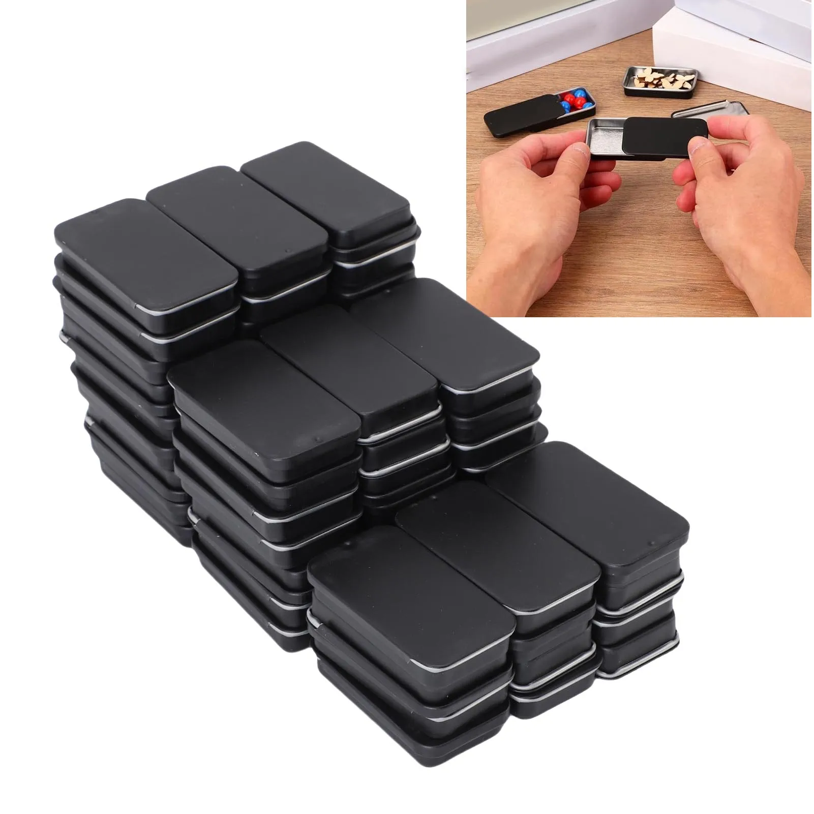 60pcs Small Tin Box Slide Top Rectangular Tin Containers For Candies Jewelry Crafts Lip Balm Storage Black Small Tin Containers
60pcs Small Tin Box Slide Top Rectangular Tin Containers For Candies Jewelry Crafts Lip Balm Storage Black Small Tin Containers