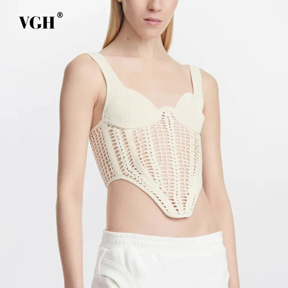 VGH Solid Hollow Out Knitted Slimming Vest For Women Square Collar Hollow Out Sleeveless Irregular Hem Vests Female Fashion New
VGH Solid Hollow Out Knitted Slimming Vest For Women Square Collar Hollow Out Sleeveless Irregular Hem Vests Female Fashion New
