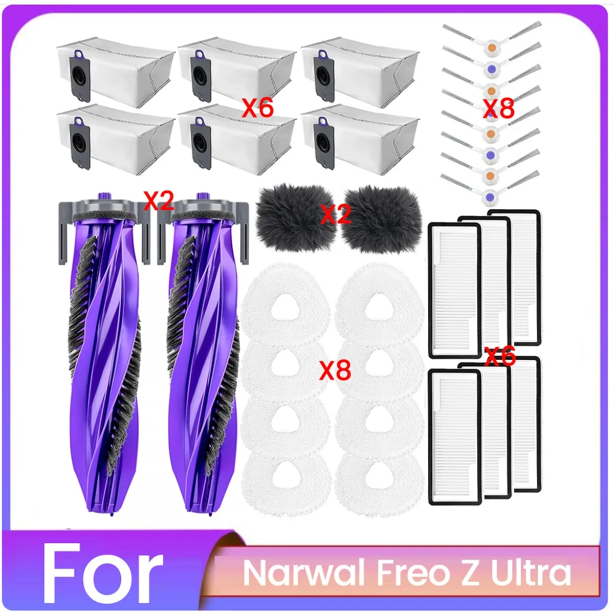 Y32A 32 шт. сменные комплекты для Freo Z Ultra, аксессуары для пылесоса, роликовая боковая щетка, HEPA-фильтр, накладка для швабры, мешок для пыли
Y32A 32 шт. сменные комплекты для Freo Z Ultra, аксессуары для пылесоса, роликовая боковая щетка, HEPA-фильтр, накладка для швабры, мешок для пыли
