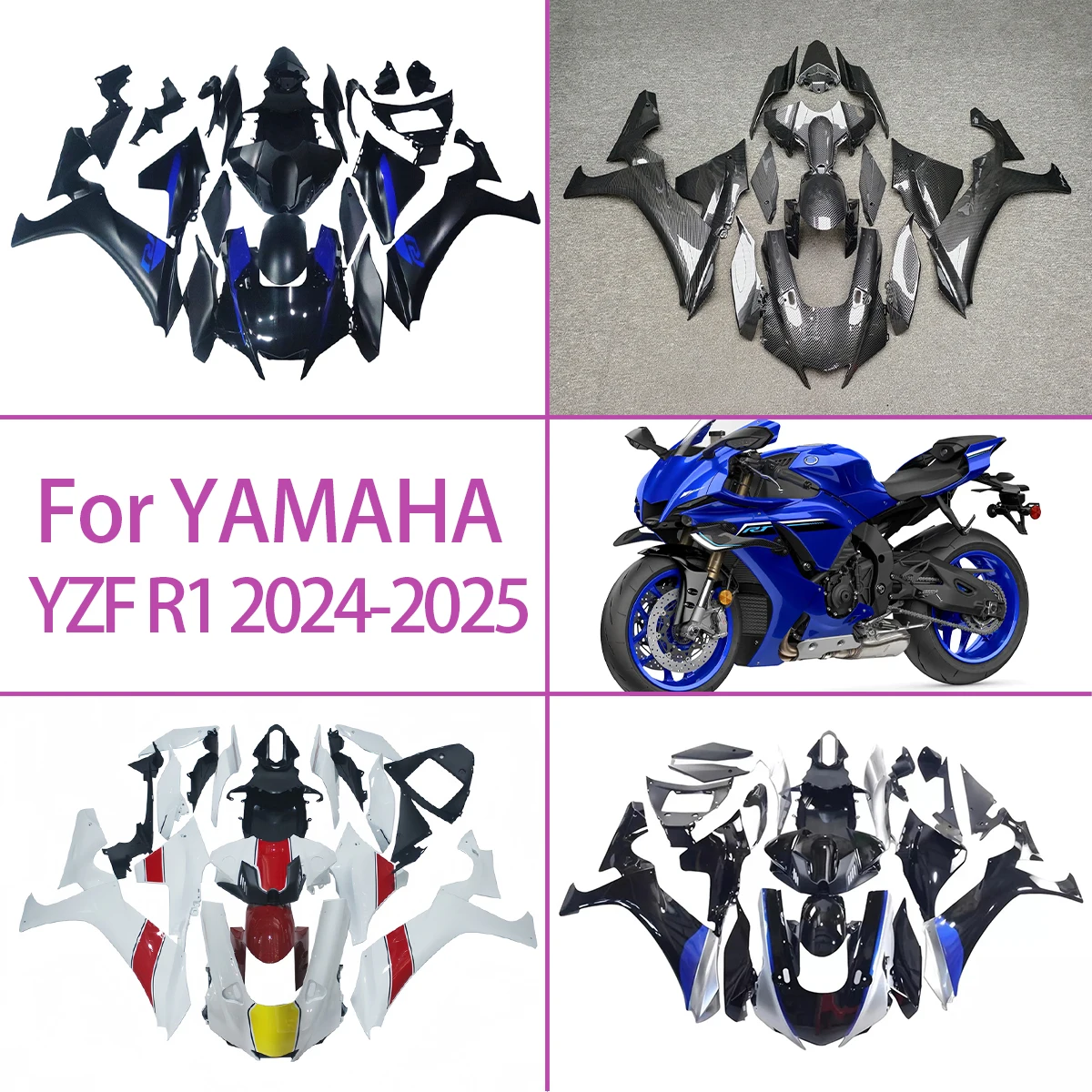 2024 2025 YZF R1 ABS Plastic Complete Fairing Set Fit For 24 25 Yamaha YZF R1 Black Carbon Fiber Effect Fairings
2024 2025 YZF R1 ABS Plastic Complete Fairing Set Fit For 24 25 Yamaha YZF R1 Black Carbon Fiber Effect Fairings