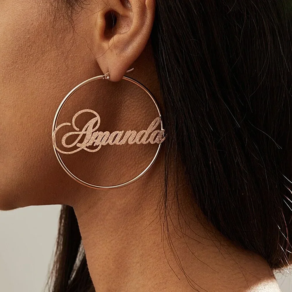 Custom Name Stainless Steel Earrings for Women Frosted Jewelry A Pair Personalized Big Hoops Perforation women Christmas Gifts
Custom Name Stainless Steel Earrings for Women Frosted Jewelry A Pair Personalized Big Hoops Perforation women Christmas Gifts