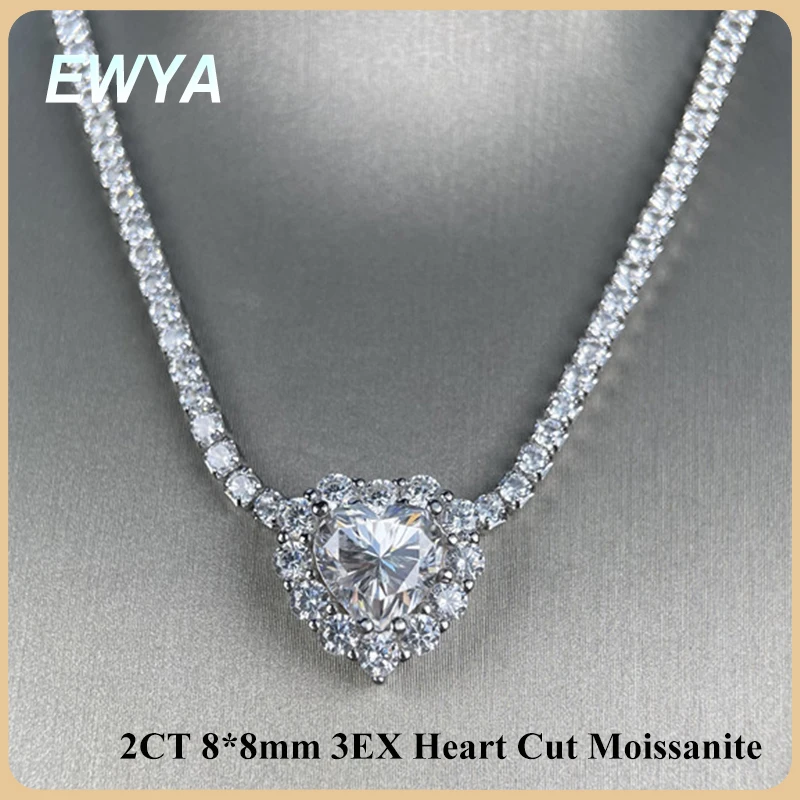 EWYA 2CT 6CT Heart Cut D Color Moissanite Tennis Neck Chain Woman s925 Silver Big Lab Diamond Pendant Luxury Party Necklaces
EWYA 2CT 6CT Heart Cut D Color Moissanite Tennis Neck Chain Woman s925 Silver Big Lab Diamond Pendant Luxury Party Necklaces