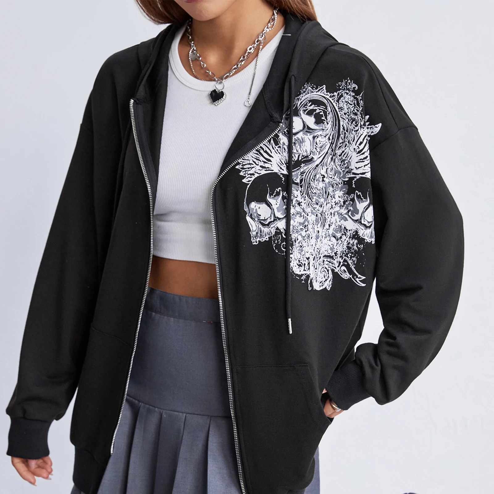 Women's Loose Hoodies Retro Gothic Print Long Sleeve Teen Girl Zipper Hooded Sweatshirts Jacket Fall Winter Thicken Coat Clothes
Women's Loose Hoodies Retro Gothic Print Long Sleeve Teen Girl Zipper Hooded Sweatshirts Jacket Fall Winter Thicken Coat Clothes