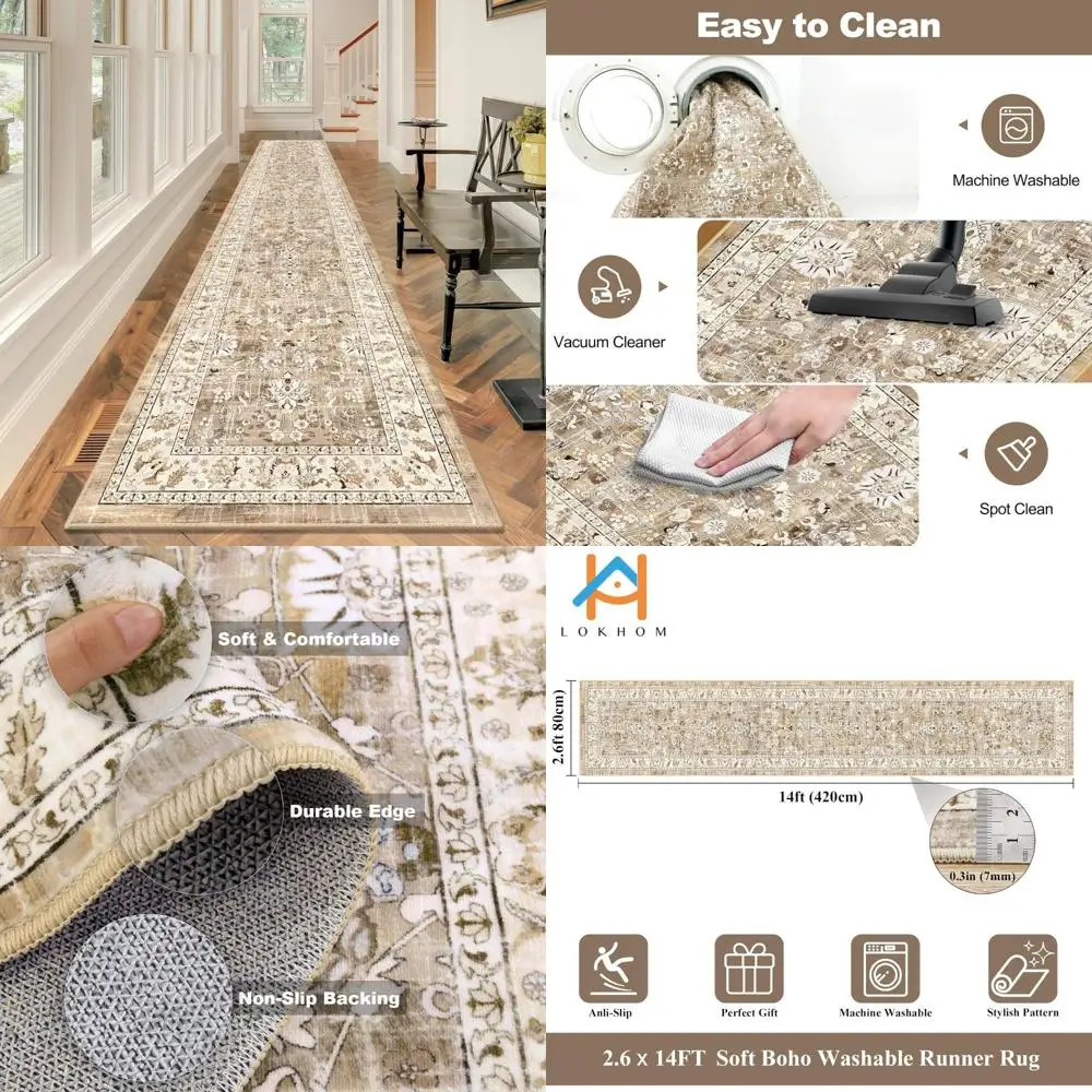 LOKHOM Washable Runner Rug, 2.6x14 Non-Slip Vintage Long Hallway Runner Rugs with Rubber Backing, Boho Soft Distressed Kitchen R
LOKHOM Washable Runner Rug, 2.6x14 Non-Slip Vintage Long Hallway Runner Rugs with Rubber Backing, Boho Soft Distressed Kitchen R