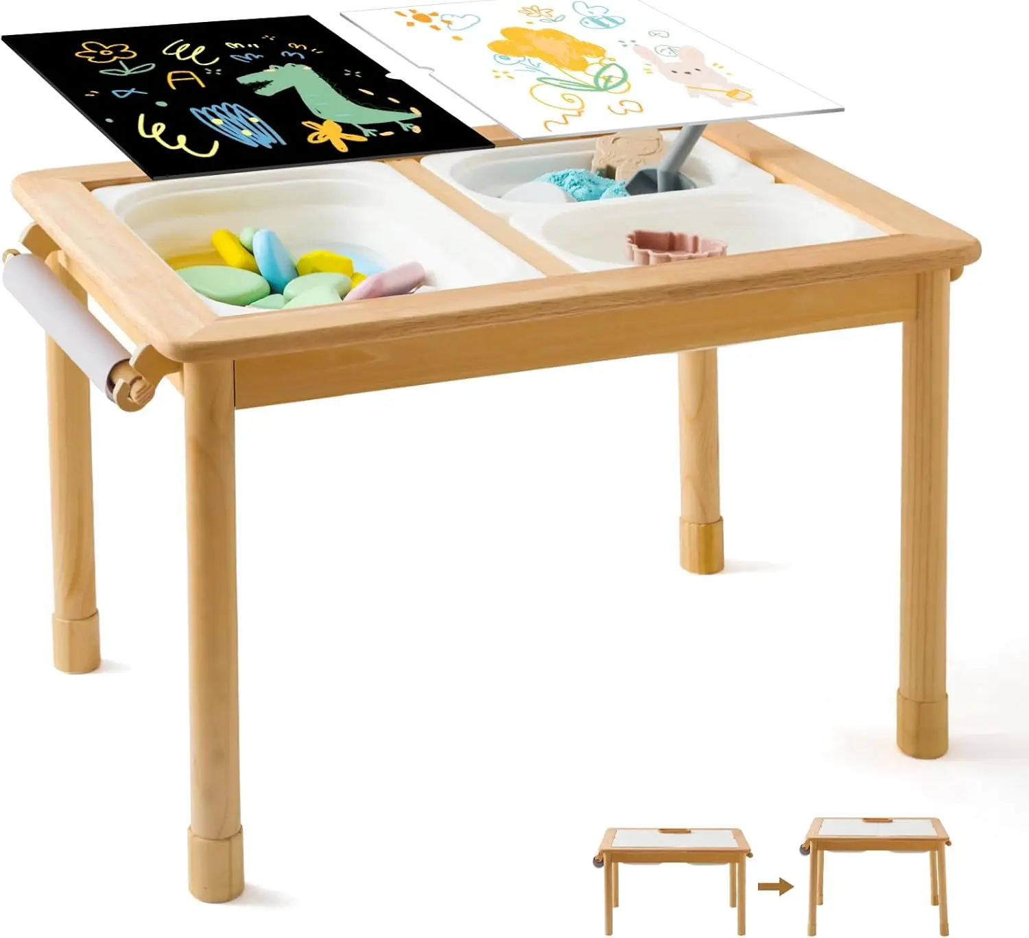 Rubber Wood Montessori Sensory Table for Toddlers, Sand and Water Play with Lid, Paper Roll Holder, 3 Storage Bins, Indoor/Outdo
Rubber Wood Montessori Sensory Table for Toddlers, Sand and Water Play with Lid, Paper Roll Holder, 3 Storage Bins, Indoor/Outdo