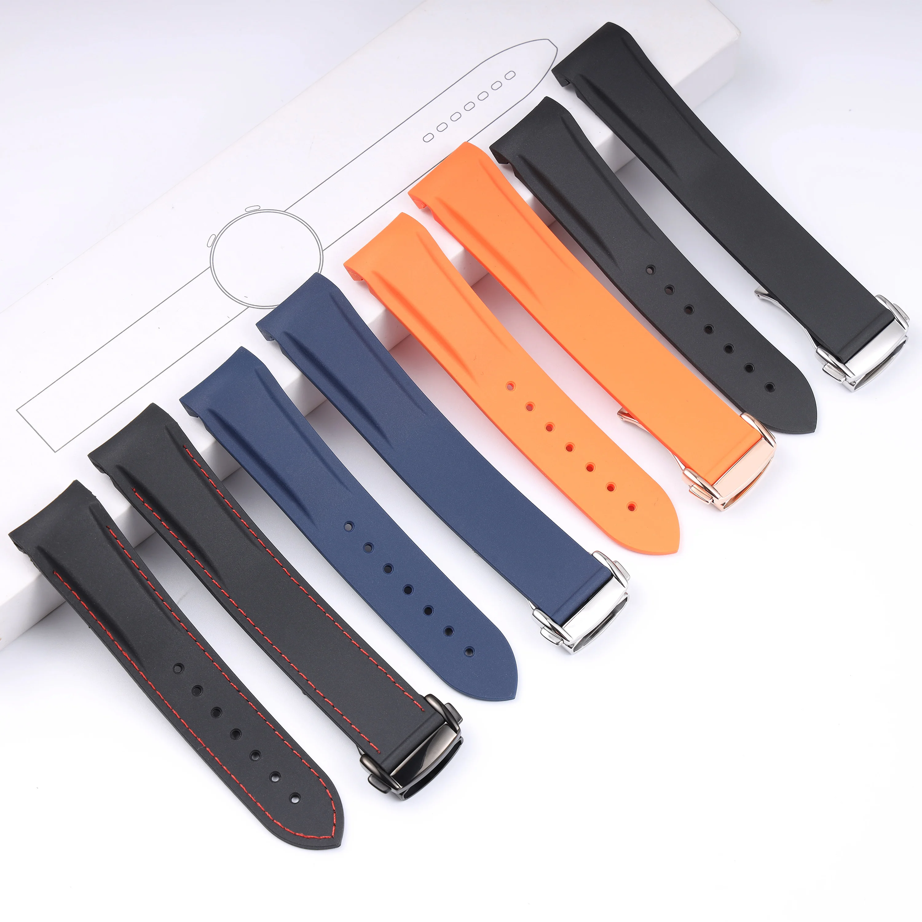 New FKM Fluororubber 20 22mm Curved End Rubber WatchBand Bracelet For Omega Strap 300 SEAMASTER 600 Planet Ocean Speedmaster
New FKM Fluororubber 20 22mm Curved End Rubber WatchBand Bracelet For Omega Strap 300 SEAMASTER 600 Planet Ocean Speedmaster
