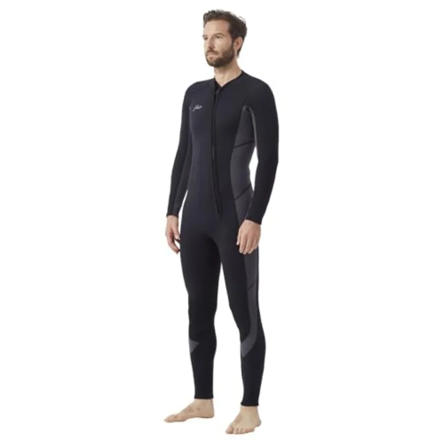 Men's 3/2mm neoprene front-zip shorty wetsuit for cold-water swimming, surfing, diving black, thermal insulation, flexible fit
Men's 3/2mm neoprene front-zip shorty wetsuit for cold-water swimming, surfing, diving black, thermal insulation, flexible fit