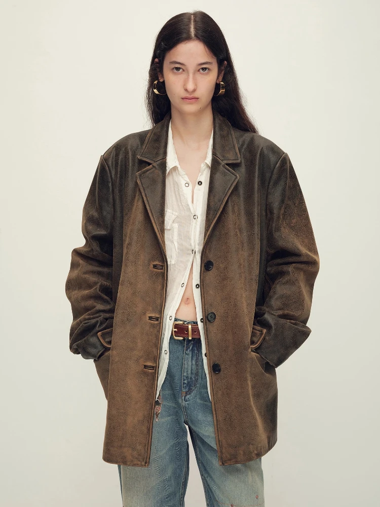 Classic Genuine Leather Blazer Jacket for Women Autumn Winter High-end Simple Vintage Gradient Color Loose Real Cow Leather Coat
Classic Genuine Leather Blazer Jacket for Women Autumn Winter High-end Simple Vintage Gradient Color Loose Real Cow Leather Coat