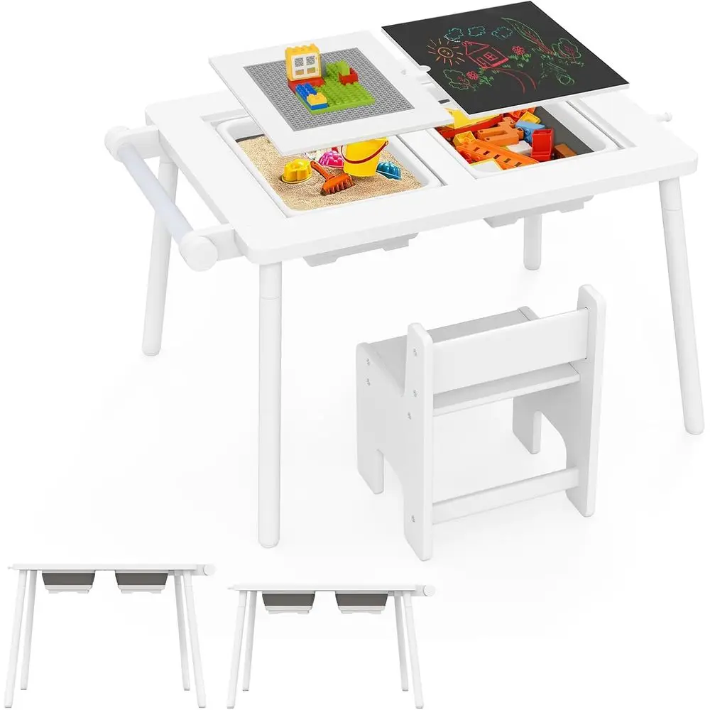 6-in-1 Toddler Sensory Desk with Storage, Chalkboard, Blocks, Paper Roll, and Sand Water Play Set
6-in-1 Toddler Sensory Desk with Storage, Chalkboard, Blocks, Paper Roll, and Sand Water Play Set