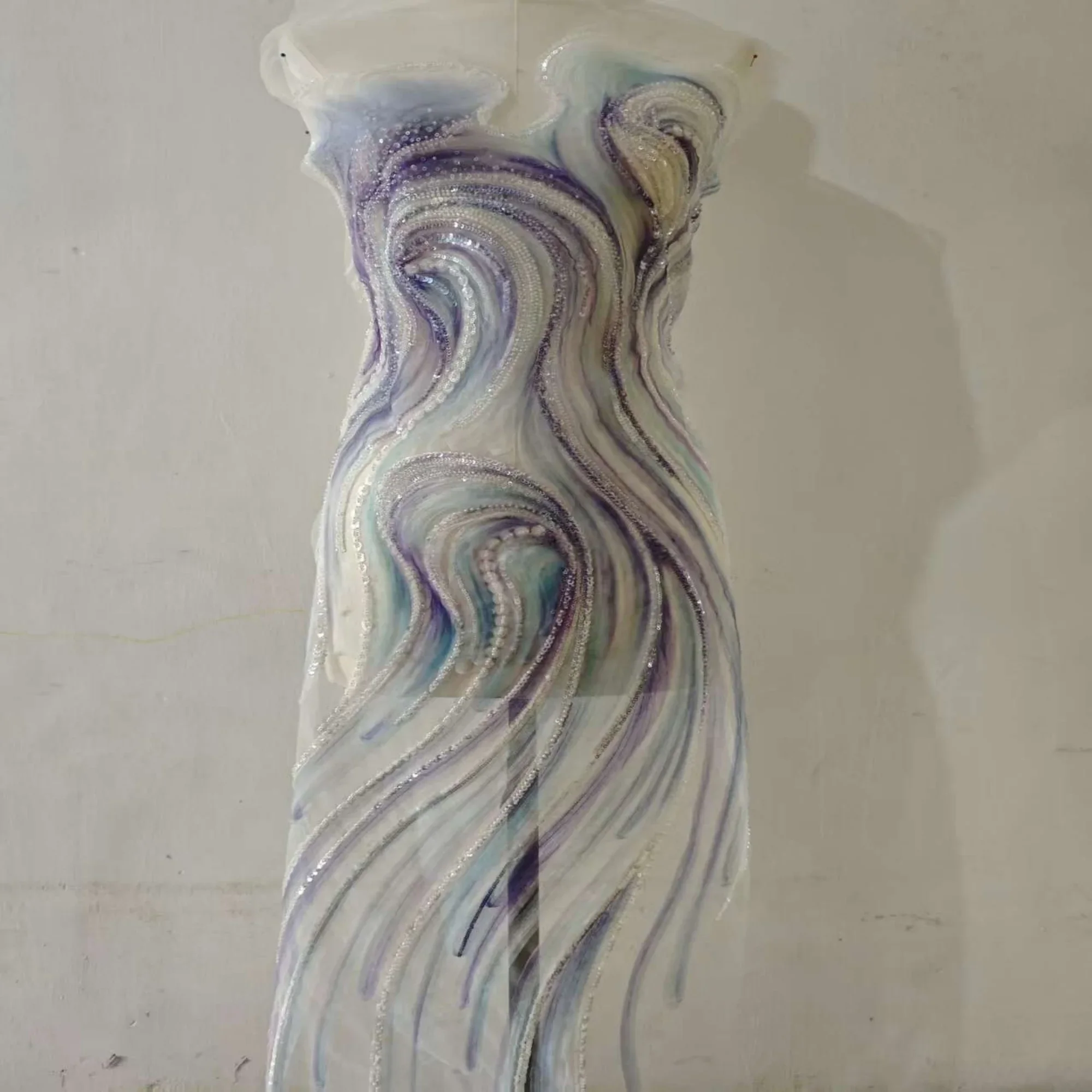 128cmx45cm Beautiful Pearl Embroidery Plate Embroidery Tie-dyeing Embroidery Piece; Sea Shape Blue Purple Fabric.
128cmx45cm Beautiful Pearl Embroidery Plate Embroidery Tie-dyeing Embroidery Piece; Sea Shape Blue Purple Fabric.