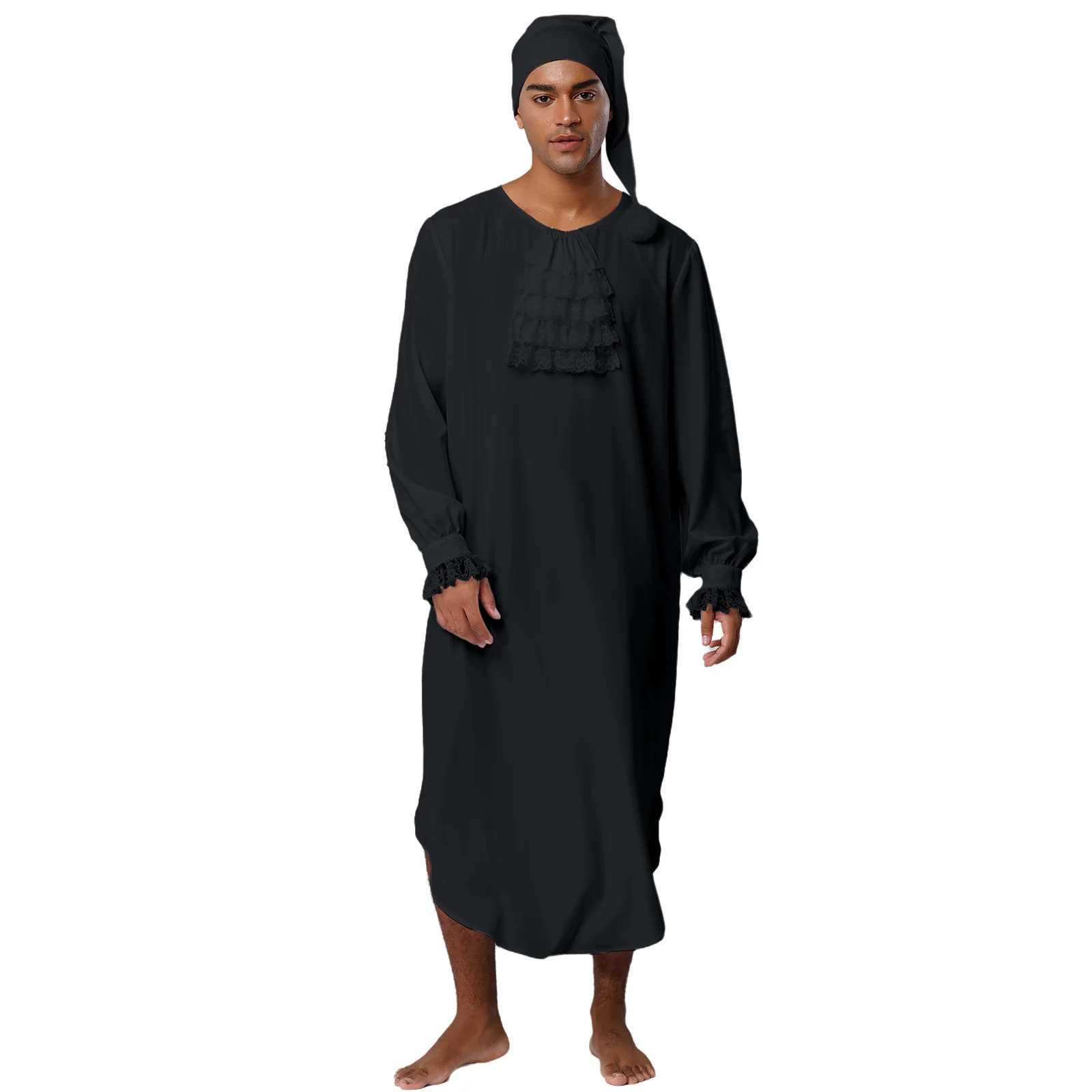 Victorian Nightshirt for Men Luxury Lace Trim Nightgown with Ruffled Collar And Nightcap for Christmas Themed Fancy Dress Balls
Victorian Nightshirt for Men Luxury Lace Trim Nightgown with Ruffled Collar And Nightcap for Christmas Themed Fancy Dress Balls