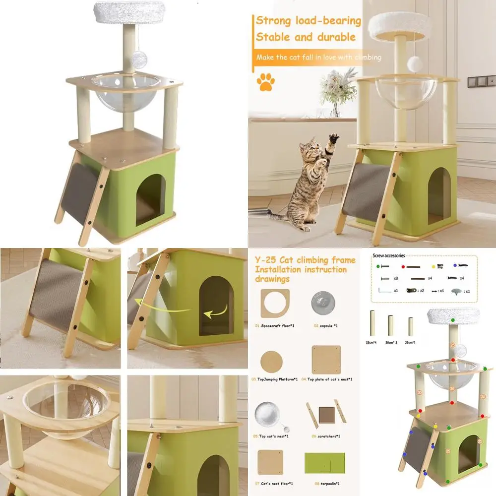39 Indoor Green Cat Tree with Multiple Levels, Sisal Posts, Condo, Perches, Ladder, and Play Balls
39 Indoor Green Cat Tree with Multiple Levels, Sisal Posts, Condo, Perches, Ladder, and Play Balls