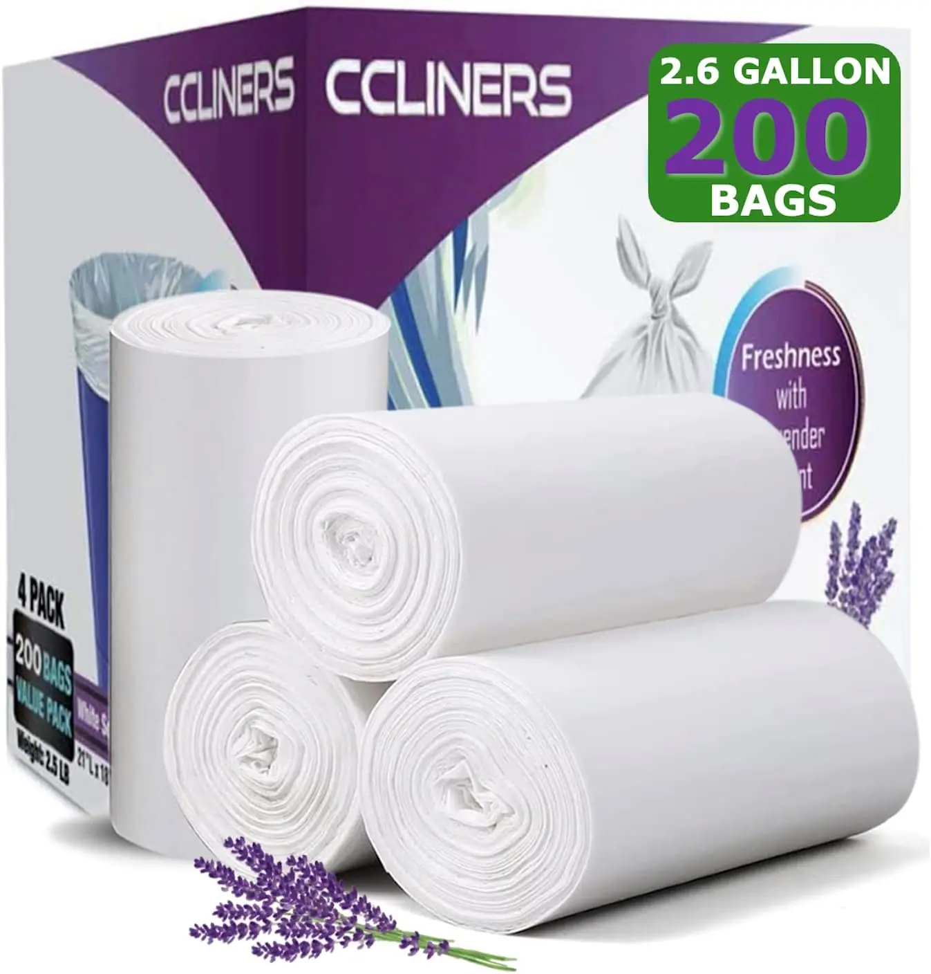 2.6 Gallon Lavender Scented Trash Bags 200 Count Small Bathroom Wastebasket Liners for Home Office
2.6 Gallon Lavender Scented Trash Bags 200 Count Small Bathroom Wastebasket Liners for Home Office