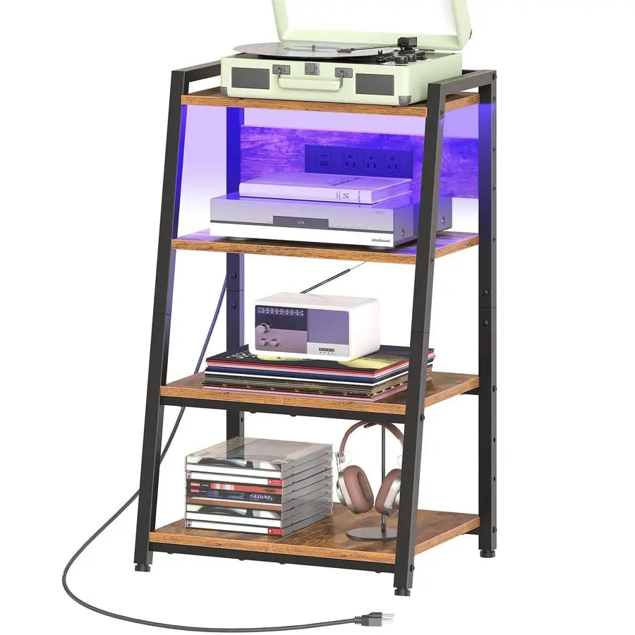 4Tier AV Media Stand with Charging Station and LED Light, Wooden Stereo Cabinet, Game Console Stand, Media Audio Rack, Record P
4Tier AV Media Stand with Charging Station and LED Light, Wooden Stereo Cabinet, Game Console Stand, Media Audio Rack, Record P