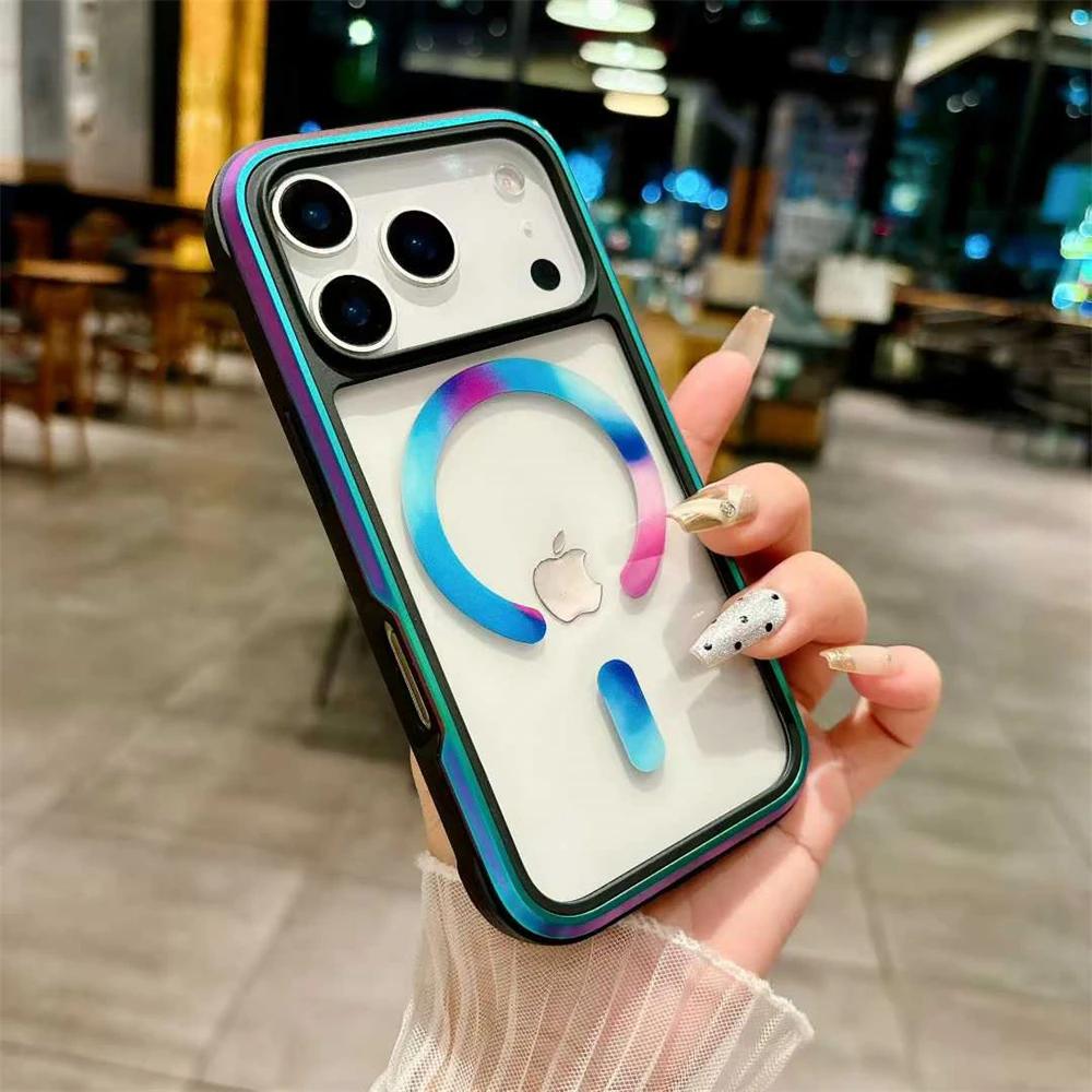 Прозрачный чехол для телефона Magsafe из алюминиевого сплава для iPhone 17 Pro Max 17Air 15 16 Pro Max, военный магнитный чехол с защитой от падения
Прозрачный чехол для телефона Magsafe из алюминиевого сплава для iPhone 17 Pro Max 17Air 15 16 Pro Max, военный магнитный чехол с защитой от падения