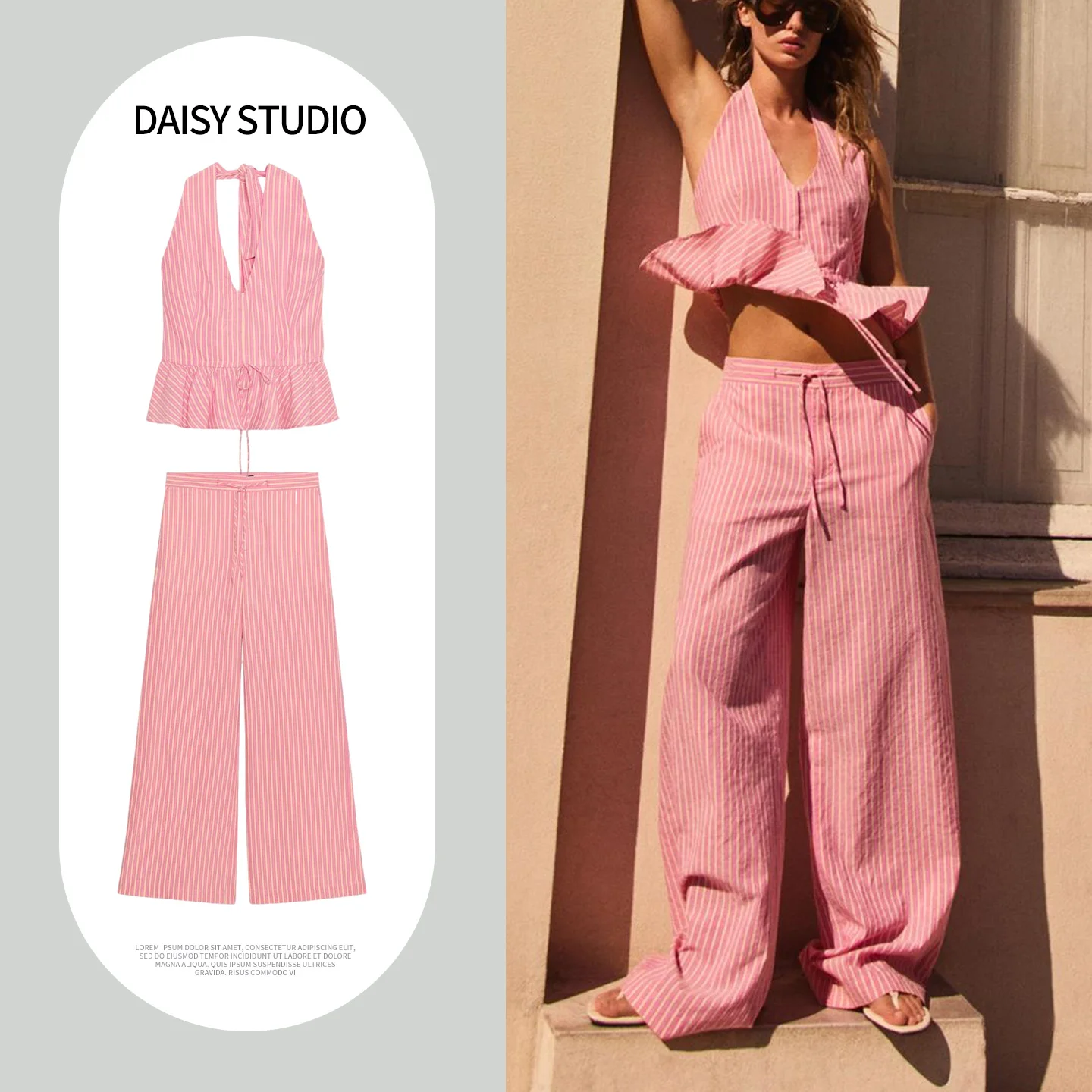 Elastic Waist Short Skirt Style Backless V-Neck Top with Belt Wide Leg Pants Two Piece Set Summer Fashion Women's Outfit
Elastic Waist Short Skirt Style Backless V-Neck Top with Belt Wide Leg Pants Two Piece Set Summer Fashion Women's Outfit