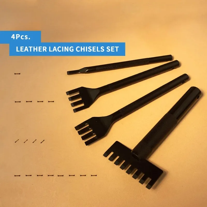 4 Pcs/SetLeather Lacing Chisel Flat Rope Weaving Punch DIY Sculpture Stitching Belt Hole 1/4/8 Prong Leather Lacing Chisels Kit
4 Pcs/SetLeather Lacing Chisel Flat Rope Weaving Punch DIY Sculpture Stitching Belt Hole 1/4/8 Prong Leather Lacing Chisels Kit