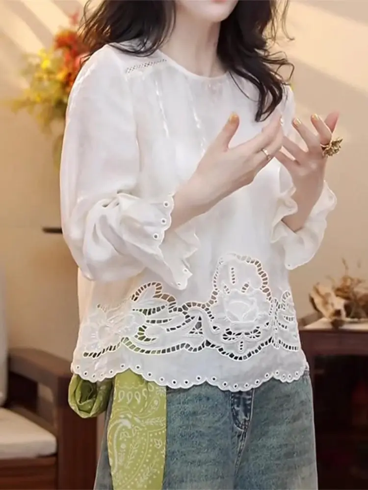 Women's Hollow out Shirt Spring 2026 Casual Style Loose Design Beautiful Small Top Korean Version Breathable Long Sleeve
Women's Hollow out Shirt Spring 2026 Casual Style Loose Design Beautiful Small Top Korean Version Breathable Long Sleeve