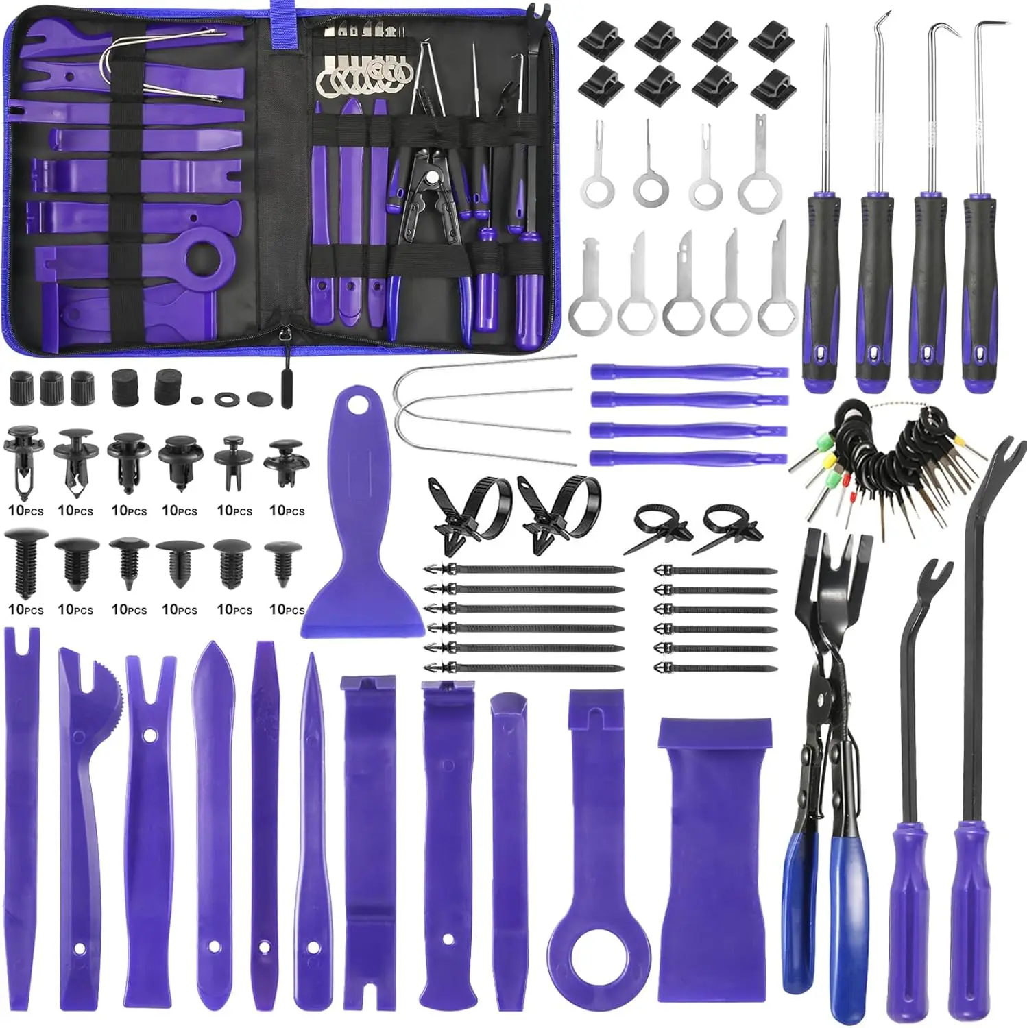 342Pcs Car Trim Removal Tool Kit - Panel Door, Bumper, Audio Clip Pliers & Fastener Remover
342Pcs Car Trim Removal Tool Kit - Panel Door, Bumper, Audio Clip Pliers & Fastener Remover