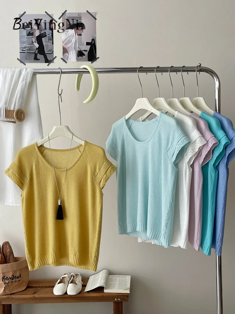 Beiyingni Korean Casual Women T-shirt Solid Color High Street Knitted Top Female New In Loose Lace Patchwork Vintage Tee Shirts
Beiyingni Korean Casual Women T-shirt Solid Color High Street Knitted Top Female New In Loose Lace Patchwork Vintage Tee Shirts