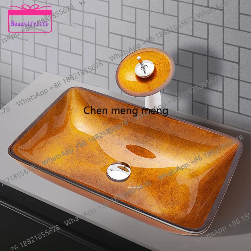 YL Household Rectangular Washbasins Light Luxury Bathroom Sinks Modern Toilet Washing Sink Tempered Glass Above Counter Basin
YL Household Rectangular Washbasins Light Luxury Bathroom Sinks Modern Toilet Washing Sink Tempered Glass Above Counter Basin
