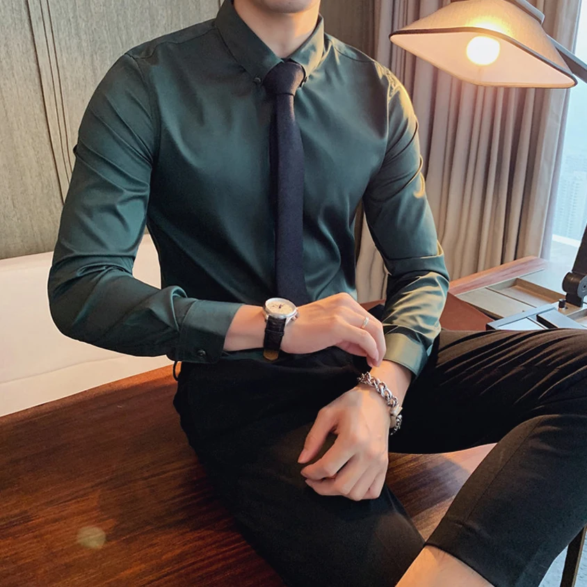 British Luxury Style Pure Color Men's Slim Fit Long Sleeve Ice Silk Casual Shirt Business Formal Shirt Versatile Summer Shirt
British Luxury Style Pure Color Men's Slim Fit Long Sleeve Ice Silk Casual Shirt Business Formal Shirt Versatile Summer Shirt