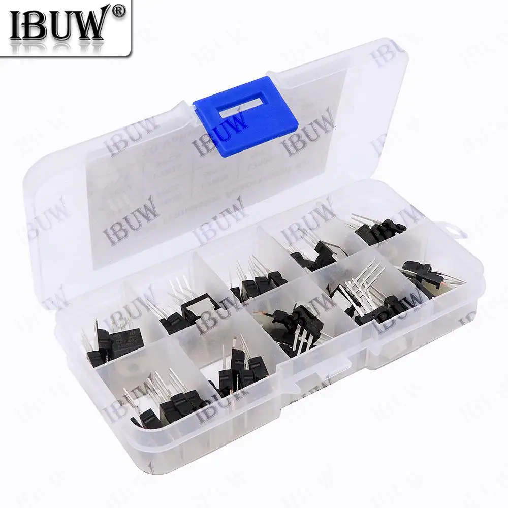 50 шт., 10 значений, набор транзисторов TO-220 (L7805/L7812/LM317T и т. д.) Для промышленного блока питания DIY комплект TO220 L7805
50 шт., 10 значений, набор транзисторов TO-220 (L7805/L7812/LM317T и т. д.) Для промышленного блока питания DIY комплект TO220 L7805