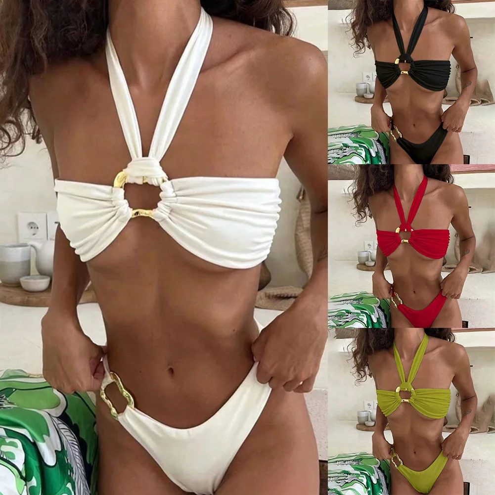 Women Sexy Solid Color Halter Neck Swimsuit Set Ladies Cutout Backless Beachwear Sexy Split Bikini Summer
Women Sexy Solid Color Halter Neck Swimsuit Set Ladies Cutout Backless Beachwear Sexy Split Bikini Summer