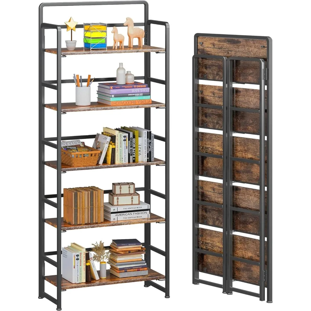 No-Assembly 5 Tiers Folding Bookshelf Storage Shelves Vintage Bookcase Standing Racks Study Organizer Home Office
No-Assembly 5 Tiers Folding Bookshelf Storage Shelves Vintage Bookcase Standing Racks Study Organizer Home Office