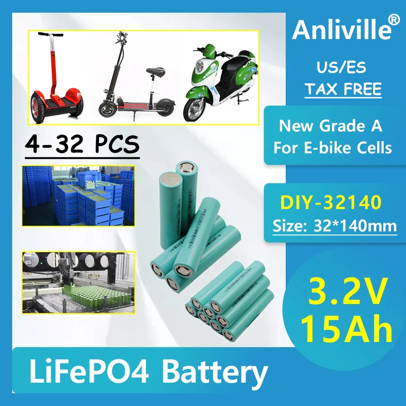4-32 шт. 3,2 В 15 Ач 32140 LiFePO4 аккумулятор DIY 12 В 24 В 48 В 5C высокая мощность электронный мотоцикл трехколесный велосипед Лидер продаж аккумулятор большой емкости
4-32 шт. 3,2 В 15 Ач 32140 LiFePO4 аккумулятор DIY 12 В 24 В 48 В 5C высокая мощность электронный мотоцикл трехколесный велосипед Лидер продаж аккумулятор большой емкости