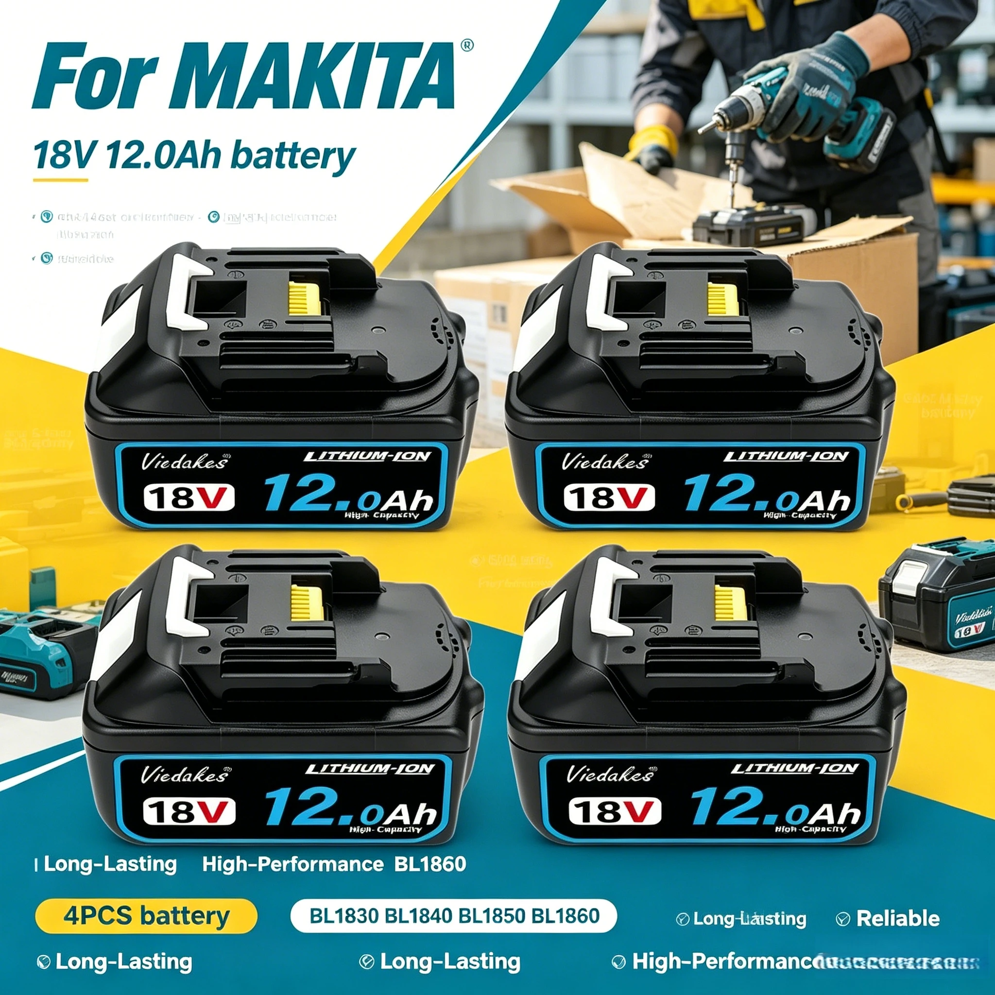 100% original for makita battery, 18V 12.0Ah Rechargeable power tool Battery, ️for Makita DTW700 DGA404 DDF487 DJV182Z HR202
100% original for makita battery, 18V 12.0Ah Rechargeable power tool Battery, ️for Makita DTW700 DGA404 DDF487 DJV182Z HR202