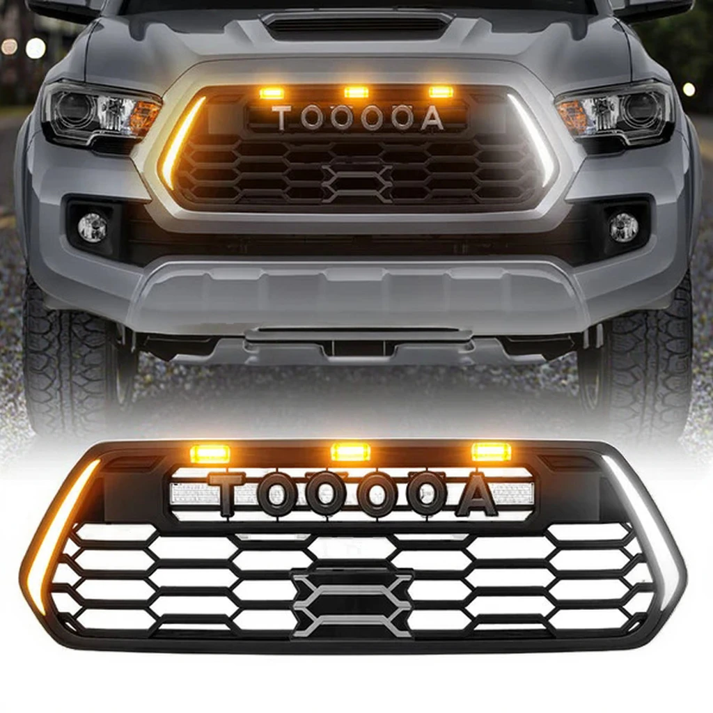New Coming Update Mesh Style ABS Car Racing Grills for 2016-2024 Tacoma TRD PRO Front Grille with Amber LED Lights Car Parts
New Coming Update Mesh Style ABS Car Racing Grills for 2016-2024 Tacoma TRD PRO Front Grille with Amber LED Lights Car Parts