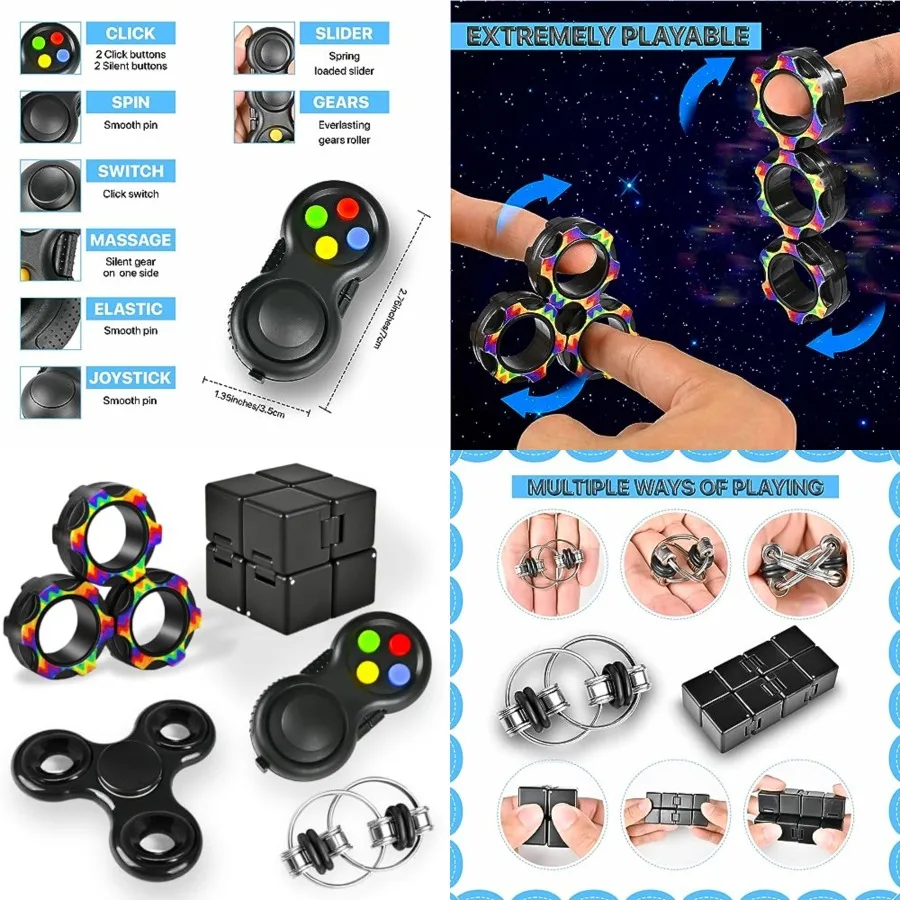 5PC Fidget Toys Adults Set Fidgets for Classroom Must Have Autism Sensory Pack Figette Cube ADHD Special Treasure Prize Tool Stress Relief Desk Cool Gadget for Kid Easter Basket Stuffers for Teen Boys, PACK A
5PC Fidget Toys Adults Set Fidgets for Classroom Must Have Autism Sensory Pack Figette Cube ADHD Special Treasure Prize Tool Stress Relief Desk Cool Gadget for Kid Easter Basket Stuffers for Teen Boys, PACK A