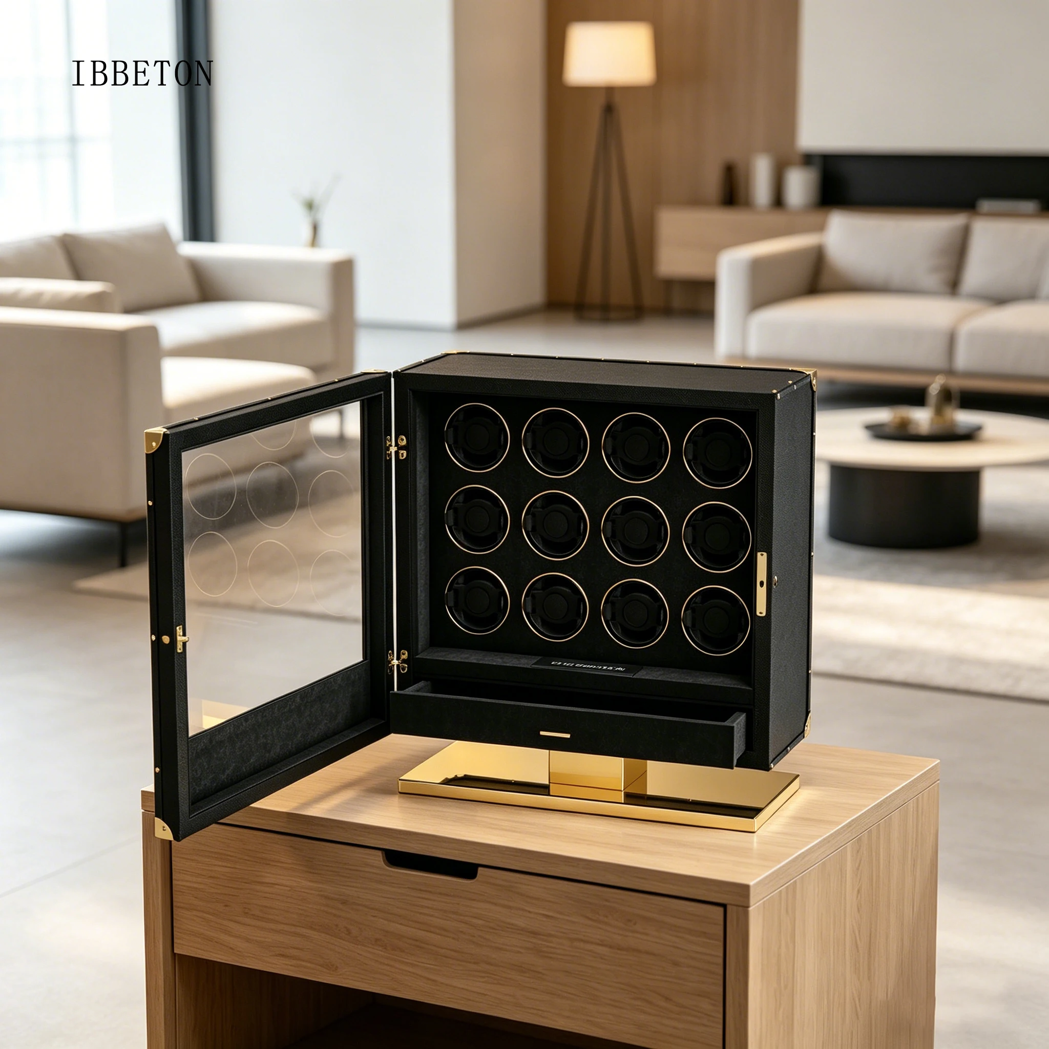 Brand new fingerprint lock Watch Winder LCD remote control with drawer and watch box for home use
Brand new fingerprint lock Watch Winder LCD remote control with drawer and watch box for home use