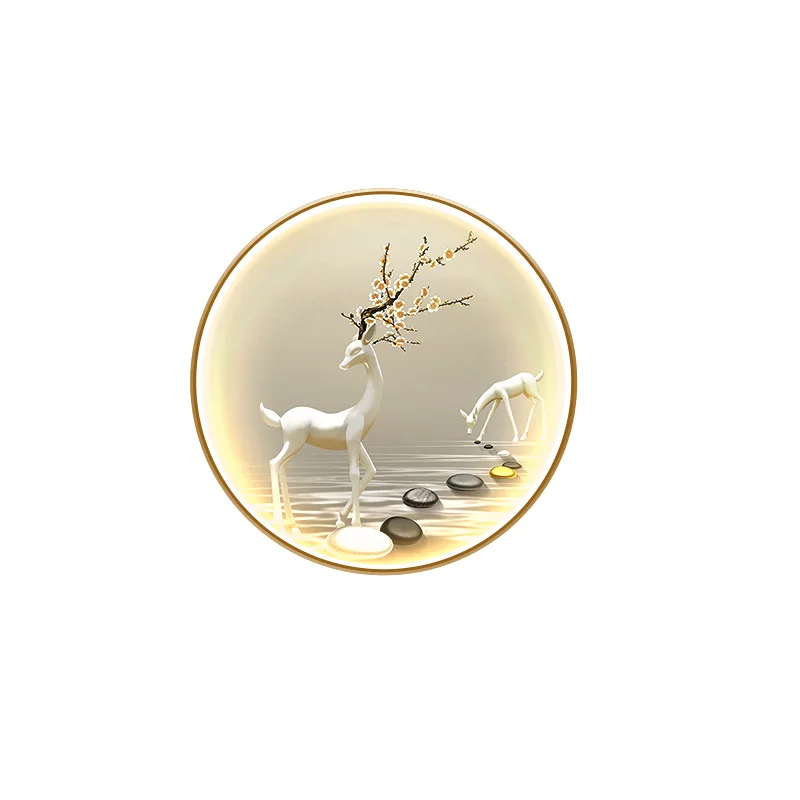 Decorative painting at the entrance, luminous light luxury elk, high-end atmosphere round, mural lamp means good
Decorative painting at the entrance, luminous light luxury elk, high-end atmosphere round, mural lamp means good