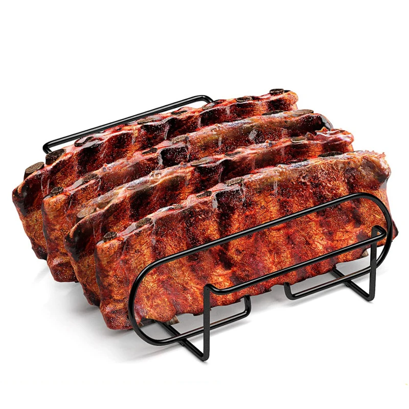 BBQ Rib Rack Non Stick Coated Steel Roasting Stand Holds 5 Rib for Smoking and Grilling,Perfect Smoker Accessories Gifts for Men
BBQ Rib Rack Non Stick Coated Steel Roasting Stand Holds 5 Rib for Smoking and Grilling,Perfect Smoker Accessories Gifts for Men