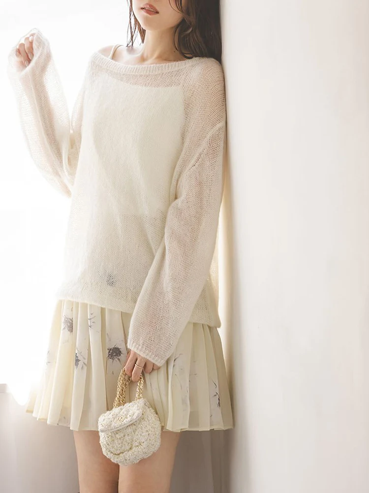 New Autumn Winter Pure Color round Neck Micro Transparent Knitted Sweater Japanese Style Loose Fit Women's Long Sleeve Top
New Autumn Winter Pure Color round Neck Micro Transparent Knitted Sweater Japanese Style Loose Fit Women's Long Sleeve Top