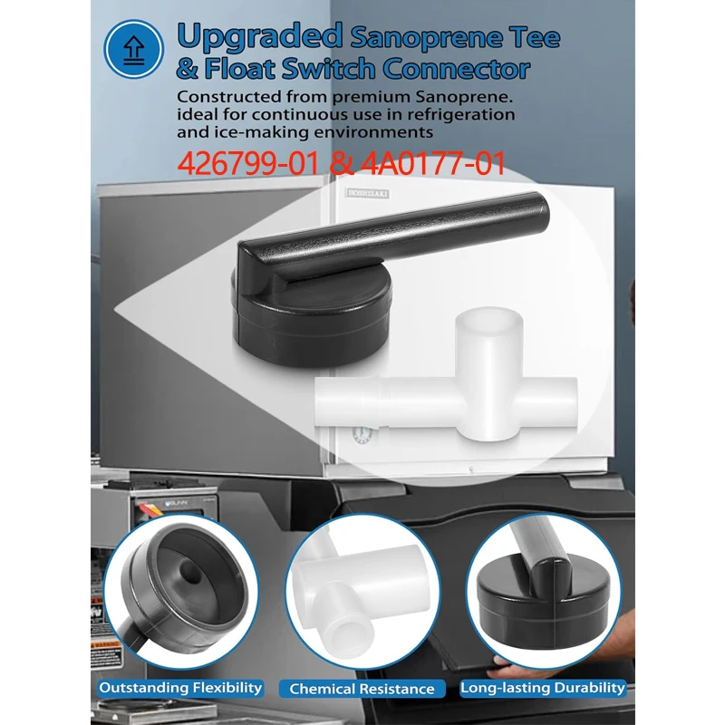 426799-01 Float Switch Connector & 4A0177-01 Sanoprene Tee Replacement Kit for Hoshizaki Ice Maker Compatible with KM Series
426799-01 Float Switch Connector & 4A0177-01 Sanoprene Tee Replacement Kit for Hoshizaki Ice Maker Compatible with KM Series